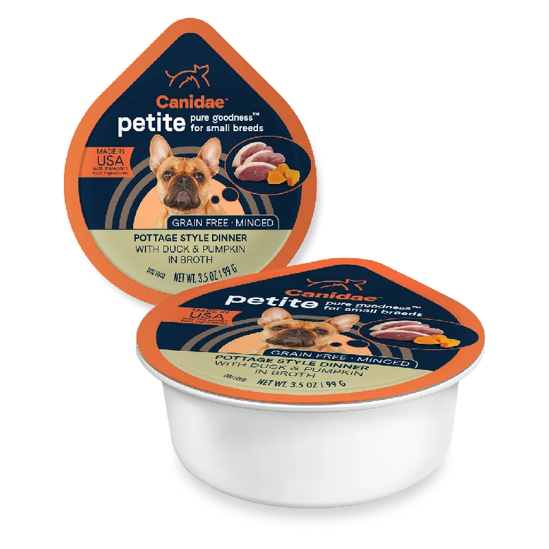 Canidae PURE Grain Free Petite Small Breed Pottage Style Dinner Minced with Duck and Pumpkin in Broth Wet Dog Food