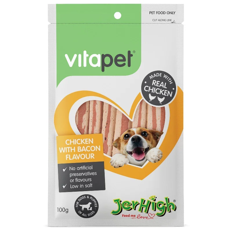 Vitapet Jerhigh Chicken and Bacon Dog Treats 100g*