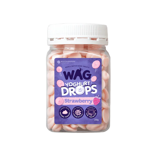 Wag Yoghurt Drops Strawberry Dog Treats 250g