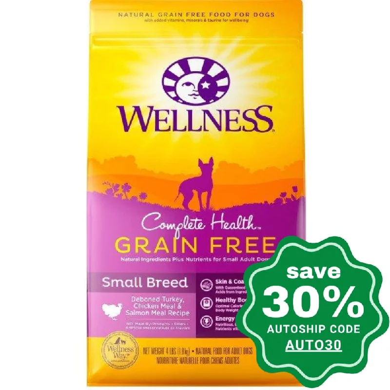 Wellness - Complete Health - Grain Free Dry Dog Food - Small Breed Deboned Turkey, Chicken Meal & Salmon Meal - 4LB (Min. 3 Packs)