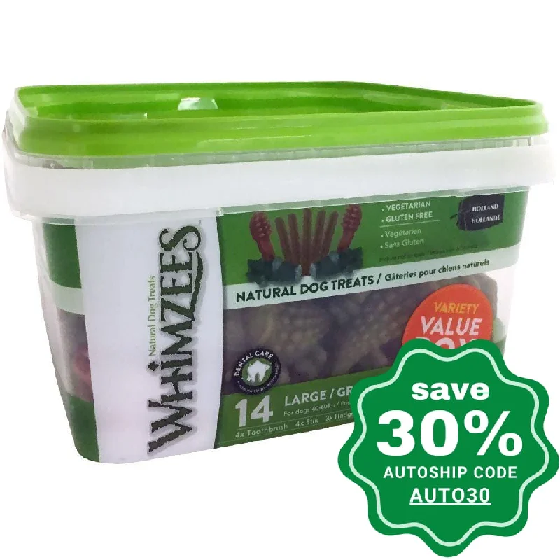 Whimzees - Dental Dog Chew - Variety Value Box - L - 14PCS - 29.6OZ