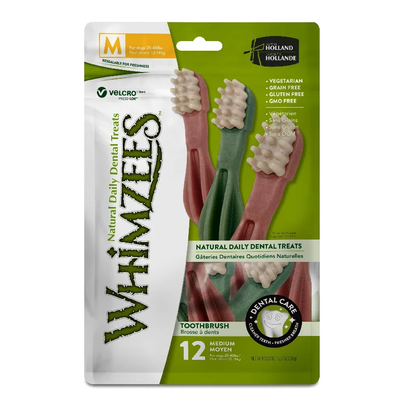 Whimzees Toothbrush Dental Dog Treats Medium 12 Pack~~~