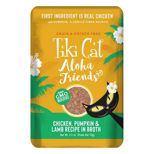 Wet Cat Food - ALOHA FRIENDS - Chicken, Pumpkin & Lamb - 2.5 oz pouch