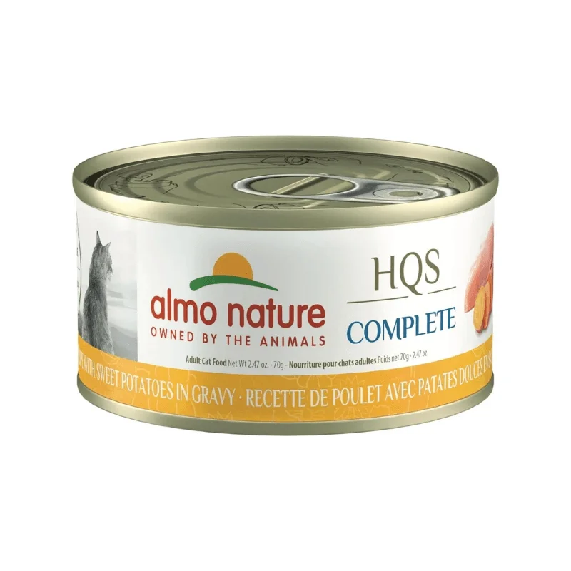 Canned Cat Food - HQS COMPLETE - Chicken Recipe with Sweet Potato in Gravy - Adult - 2.47 oz