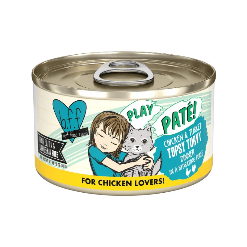 Canned Cat Food - BFF PLAY Paté - Topsy Turvy - Chicken & Turkey Dinner in a Hydrating Purée