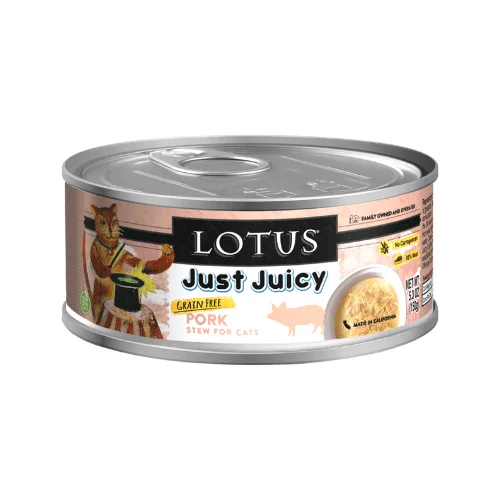 Canned Cat Food - JUST JUICY - Grain Free Pork Stew - 5.3 oz