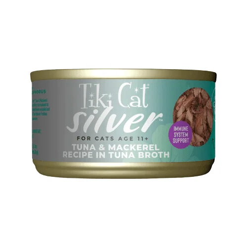 Canned Cat Food - SILVER - Whole Foods with Tuna & Mackerel Recipe For Cats Age 11+, 2.4 oz