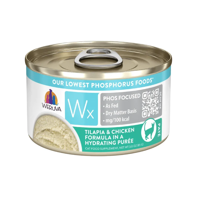 Canned Cat Food Supplement - Wx Phos Focused - Tilapia & Chicken Formula in a Hydrating Purée - 3 oz