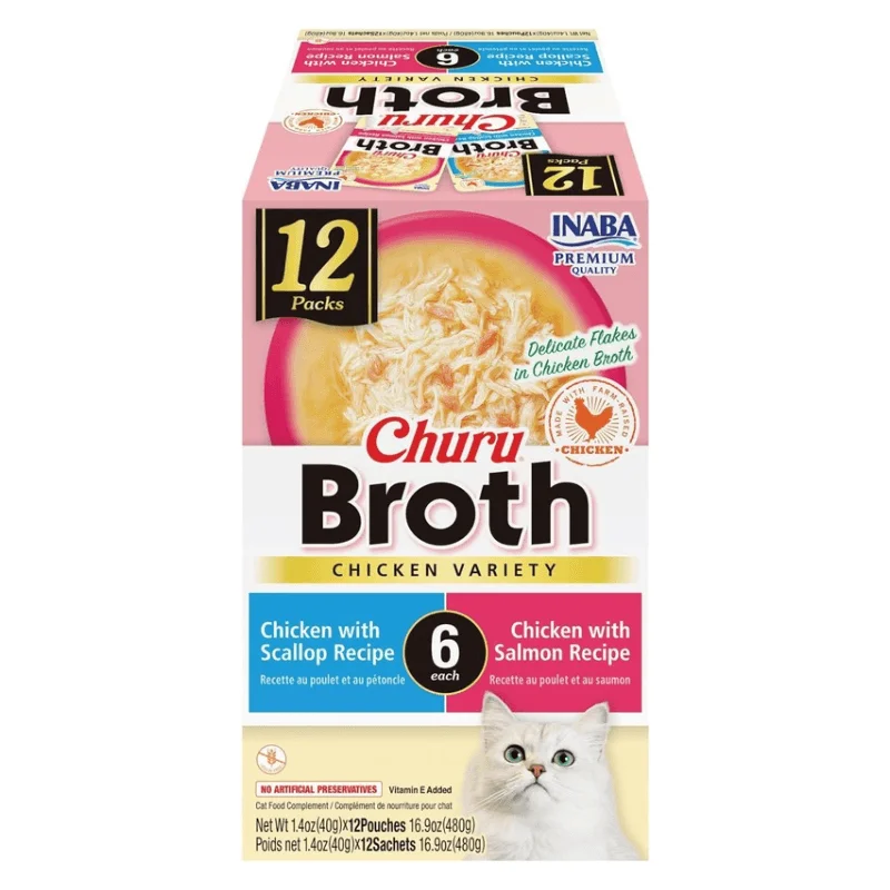 Creamy Cat Treat - CHURU BROTH - Chicken Variety - 1.4 oz pouch, pack of 12