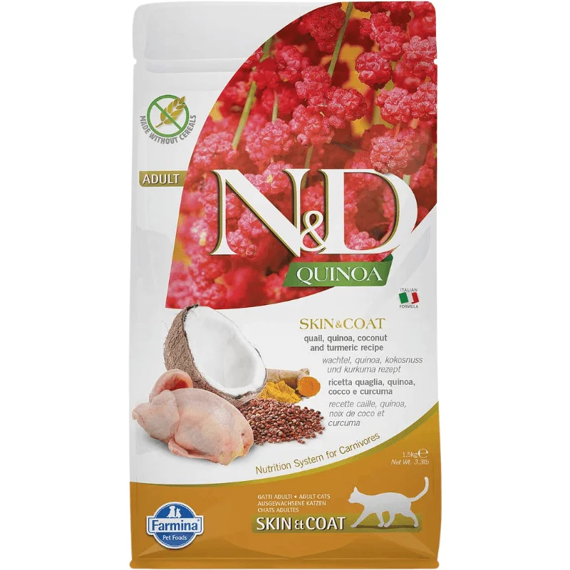 Dry Cat Food - N & D - QUINOA - Skin & Coat - Quail & Coconut - Adult