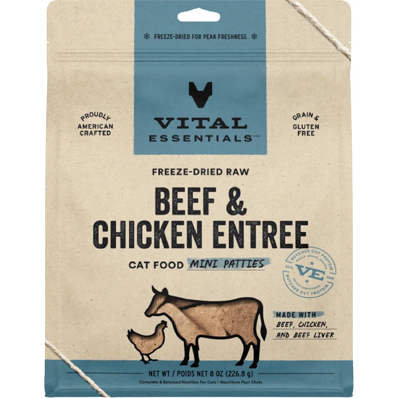 Freeze Dried Cat Food - Beef & Chicken Entree - Mini Patties