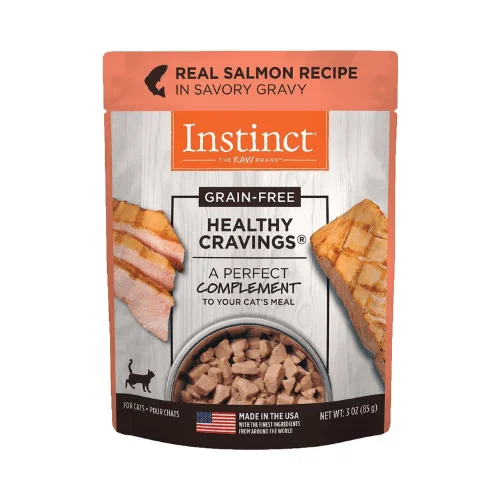 Wet Cat Food Topper - HEALTHY CRAVINGS - Real Salmon Recipe - 3 oz pouch