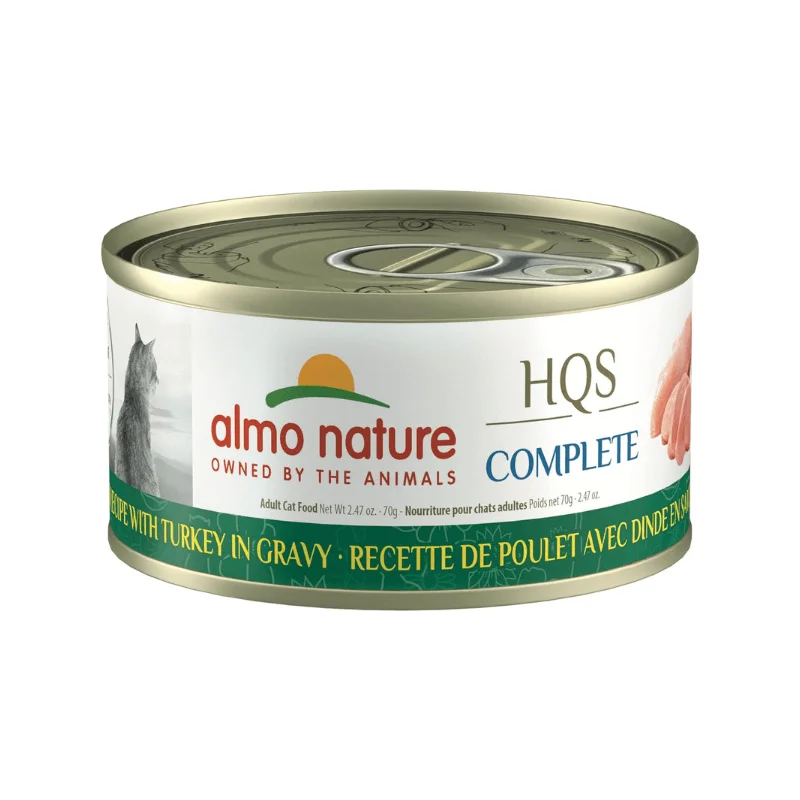 Canned Cat Food - HQS COMPLETE - Chicken Recipe with Turkey in Gravy - Adult - 2.47 oz