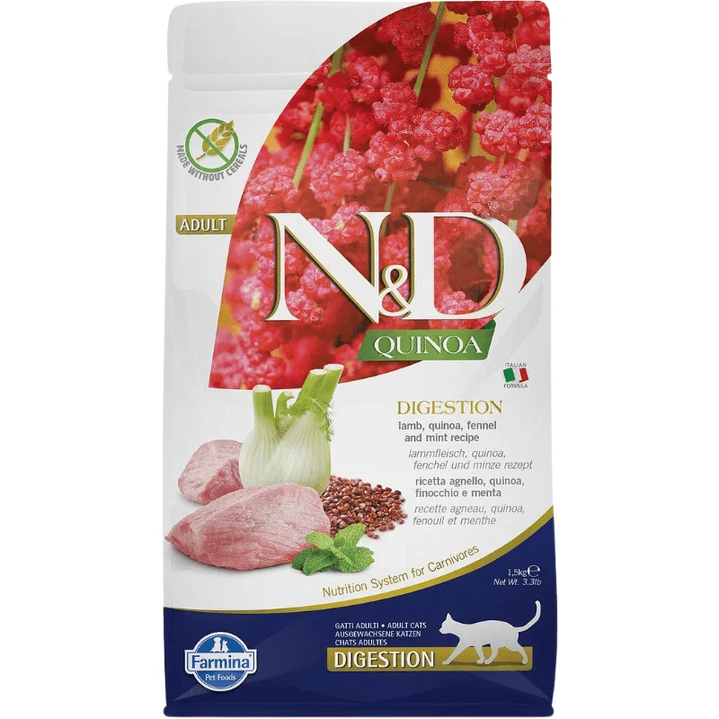 Dry Cat Food - N & D - QUINOA - Digestion - Lamb - Adult