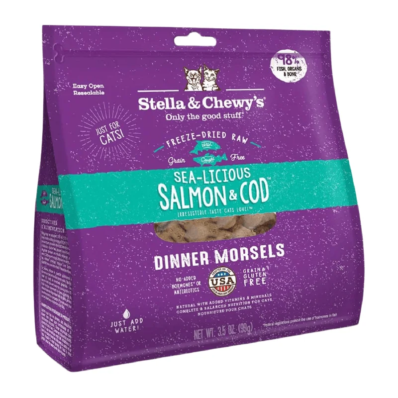 Freeze Dried Cat Food, Sea-Licious Salmon & Cod, Dinner Morsels