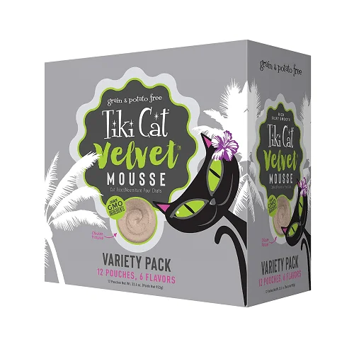 Wet Cat Food - VELVET MOUSSE - Variety Pack - 2.8 oz pouch, case of 12