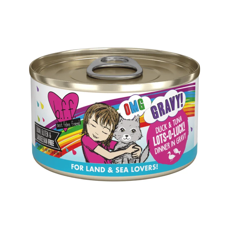 Canned Cat Food - BFF OMG, Lots-O-Luck!, Duck & Tuna Dinner in Gravy