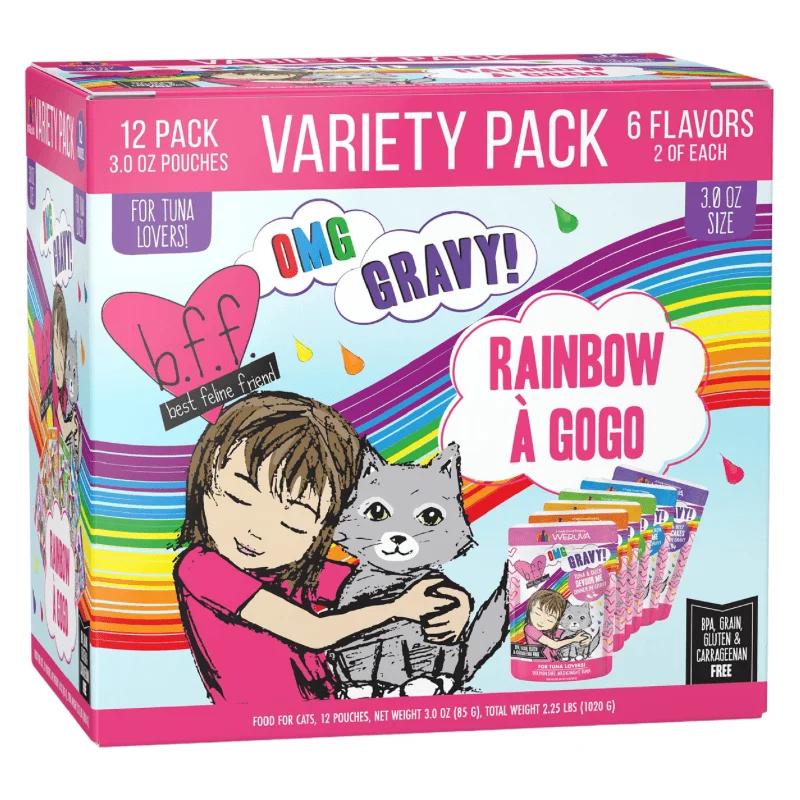 Wet Cat Food - BFF OMG GRAVY - Rainbow À Gogo - Variety Pack - 3 oz pouch, pack of 12