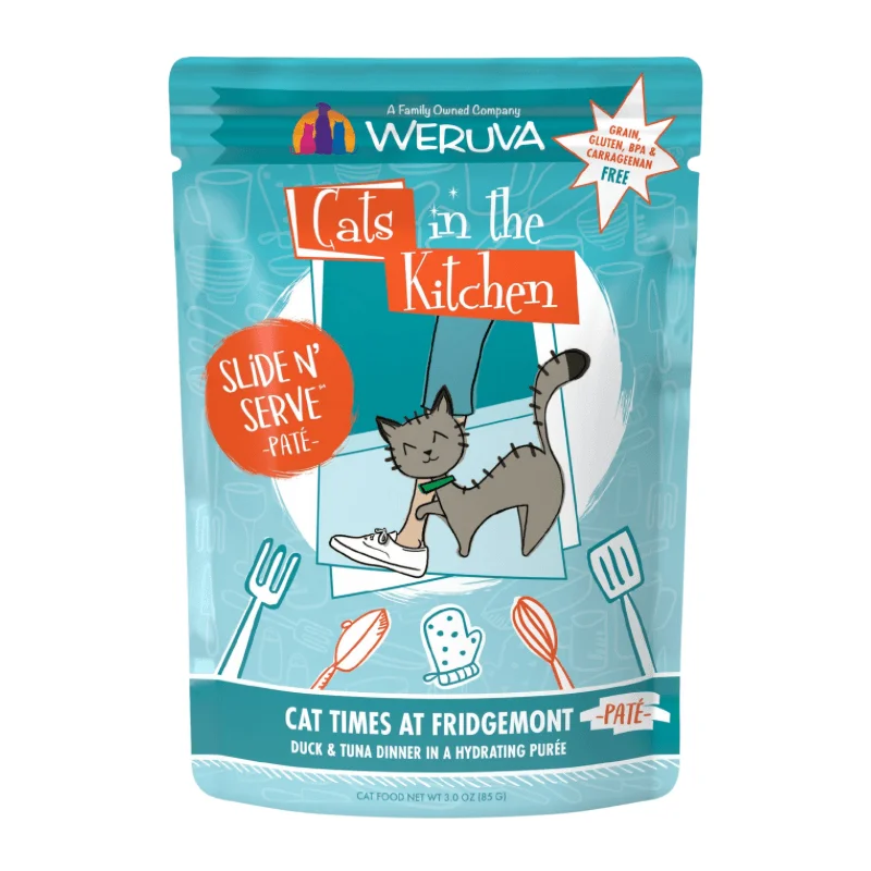 Wet Cat Food - Cats in the Kitchen SNS Paté - Cat Times at Fridgemont - Duck & Tuna Dinner in a Hydrating Purée - 3 oz pouch