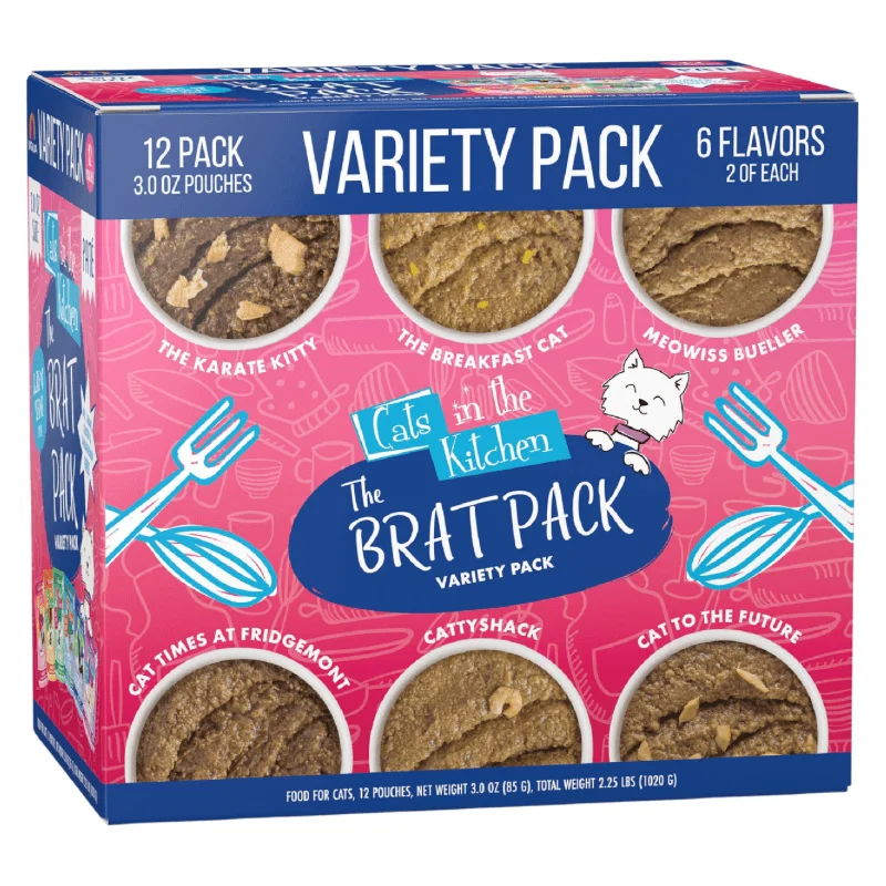 Wet Cat Food - Cats in the Kitchen SNS Paté - The Brat Pack - Variety Pack - 3 oz pouch, case of 12