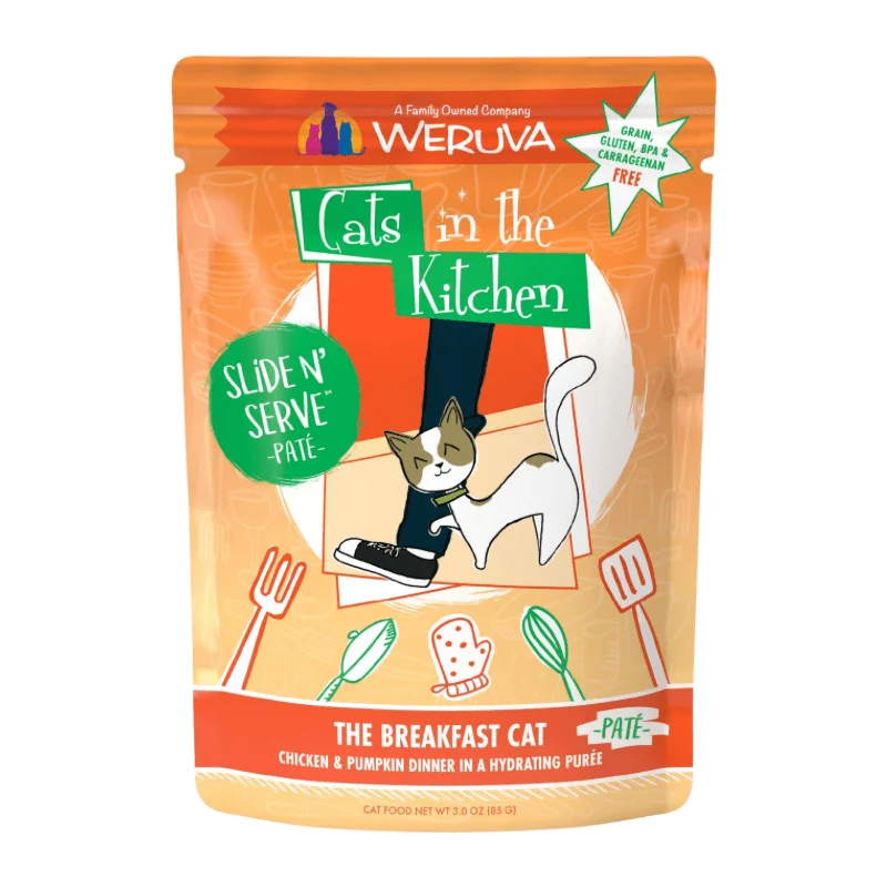 Wet Cat Food - Cats in the Kitchen SNS Paté - The Breakfast Cat - Chicken & Pumpkin Dinner in a Hydrating Purée - 3 oz pouch