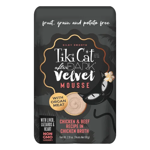 Wet Cat Food - AFTER DARK VELVET MOUSSE - Chicken & Beef Recipe - 2.8 oz pouch