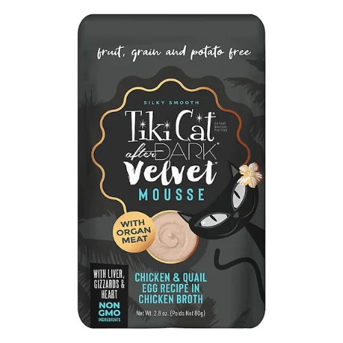 Wet Cat Food - AFTER DARK VELVET MOUSSE - Chicken & Quail Egg Recipe - 2.8 oz pouch