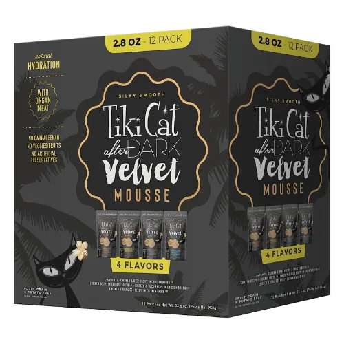 Wet Cat Food - AFTER DARK VELVET MOUSSE - Variety Pack - 2.8 oz pouch, case of 12