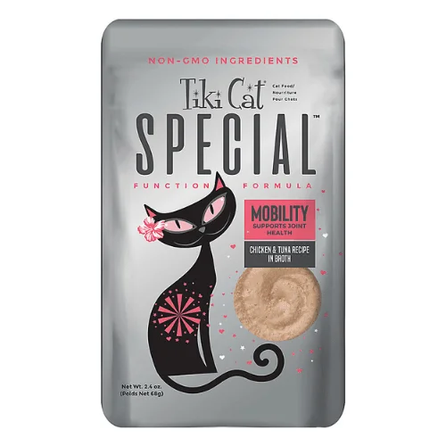 Wet Cat Food - SPECIAL - MOBILITY: Chicken & Tuna Recipe in Broth For Adult Cats - 2.4 oz pouch