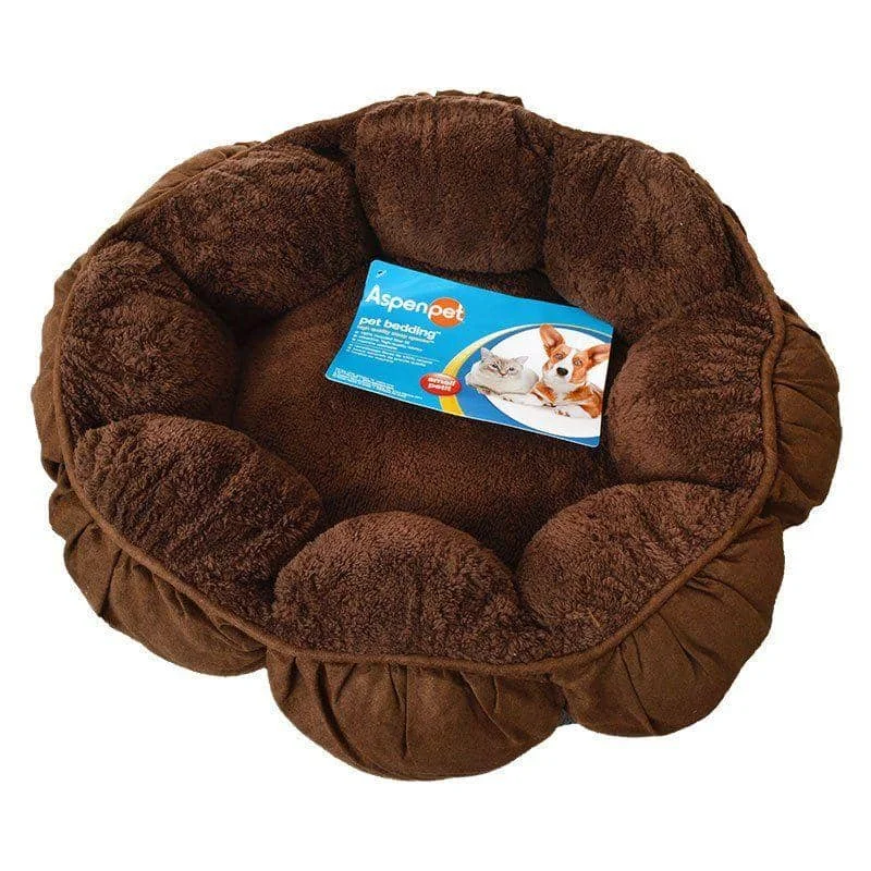 Aspen Pet Puffy Round Cat Bed - 18" Diameter (Assorted Colors)