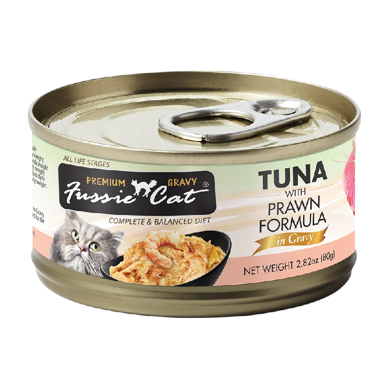 Fussie Cat Black Label Tuna with Prawn in Gravy 80g