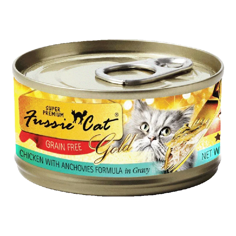 Fussie Cat Gold Label Chicken with Anchovies in Gravy 80g