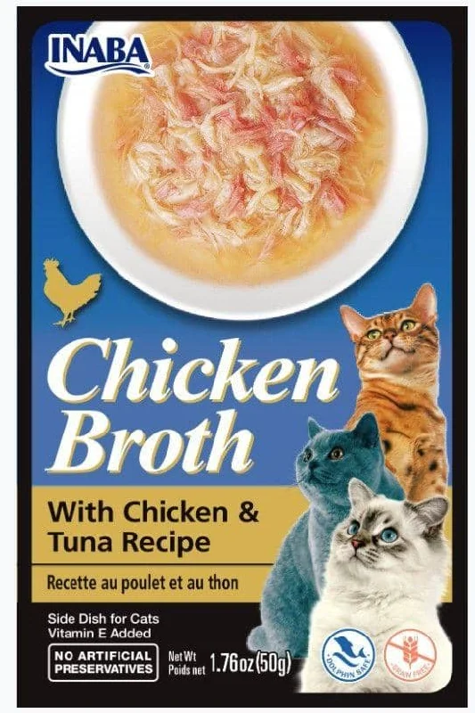 Inaba Chicken Broth with Chicken and Tuna Recipe Side Dish for Cats - 1.76 oz