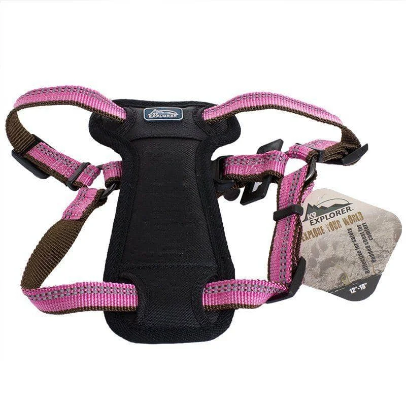 K9 Explorer Reflective Adjustable Padded Dog Harness - Rosebud - Fits 12"-18" Girth