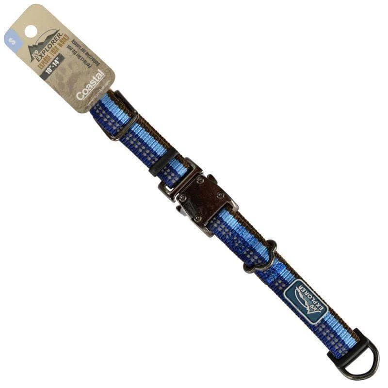 K9 Explorer Sapphire Reflective Adjustable Dog Collar - 10"-14" Long x 5/8" Wide