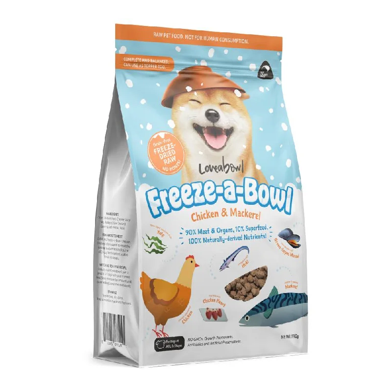 Loveabowl Dog Food Freeze A Bowl Freeze-Dried Raw Chicken & Mackerel 140g