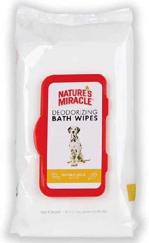 Natures Miracle Deodorizing Dog Bath Wipes Honey Sage - 100 count