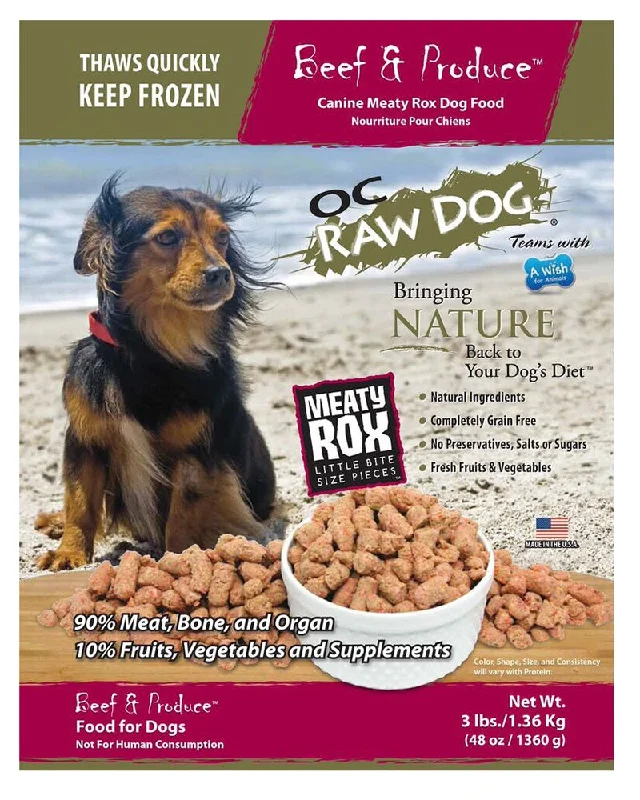 OC Raw Frozen Beef & Produce Meaty Rox for Dogs 3lb