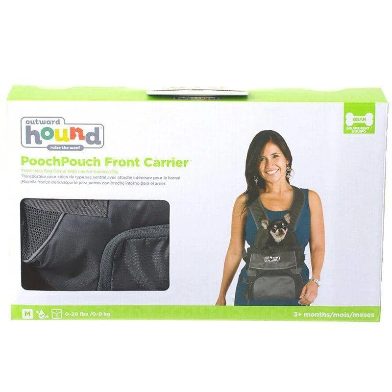 Outward Hound Pet-A-Roo Front Style Pet Carrier - Black - Medium - 9.5"W x 12.25"H x 16"D (For Pets 10-20 lbs)