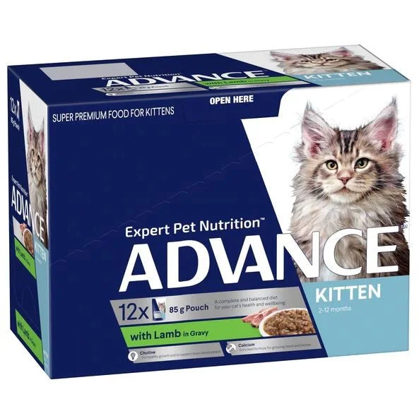 Pack Of ADVANCE CAT WET LAMB IN GRAVY 85G X 12