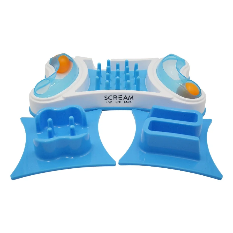 SCREAM 2 IN 1 INTERACTIVE CAT BOWL BLUE