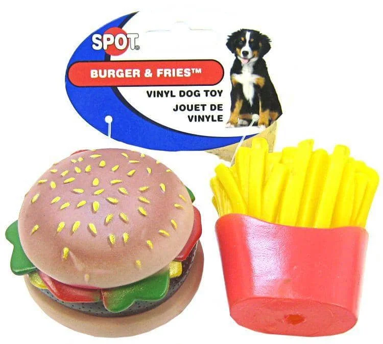 Spot Vinyl Hamburger & Fries Dog Toy - 2 Pack