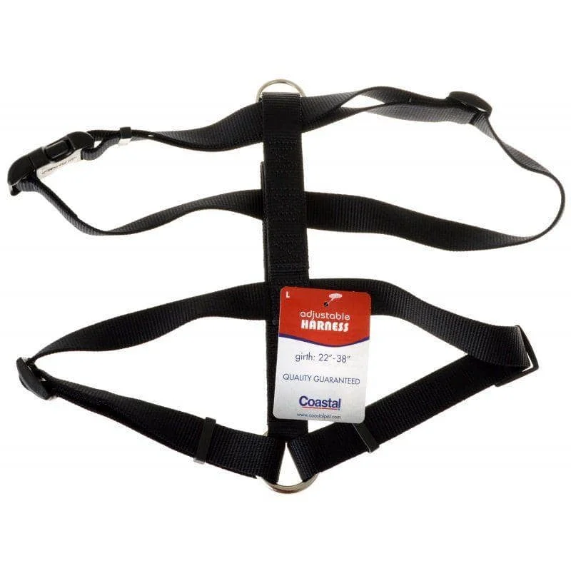 Tuff Collar Nylon Adjustable Harness - Black - Large (Girth Size 22"-38")