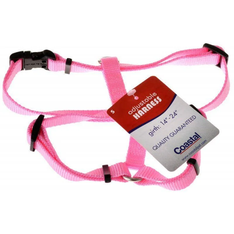 Tuff Collar Nylon Adjustable Harness - Bright Pink - Small (Girth Size 12"-24")